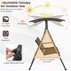preview thumbnail 8 of 7, 2 Person Porch Swing with Adjustable Canopy and Padded Seat-Brown - 58.5" x 47" x 64" (L x W x H)