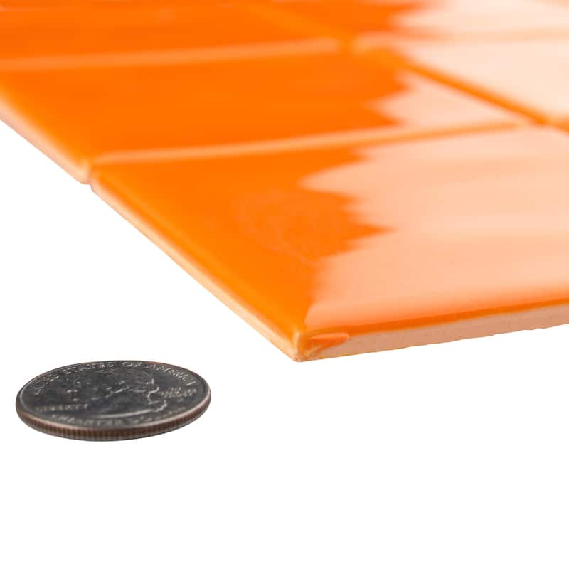Merola Tile Twist Square Orange Sunset 11-3/4" x 11-3/4" Ceramic Mosaic Wall Tile