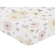 preview thumbnail 2 of 3, Yellow and Pink Watercolor Floral Baby Girl Fitted Crib Sheet - Blush Peach Grey Shabby Chic Rose Flower Farmhouse