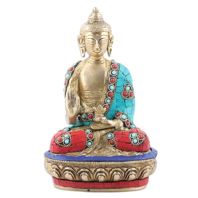 Novica Handmade Spiritual Wealth Beaded Brass Sculpture (Medium)