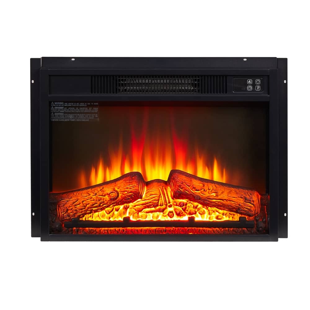 Black Glass Electric Fireplace Heater with 3 Flame Modes Timer and Adjustable Temperature - 23”L x 5.16”W x 17.13”H