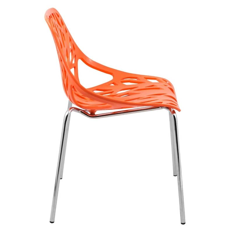 Asbury Stackable Dining Chair with Chrome Legs Side Chair with Modern Cut-Out Design Backrest