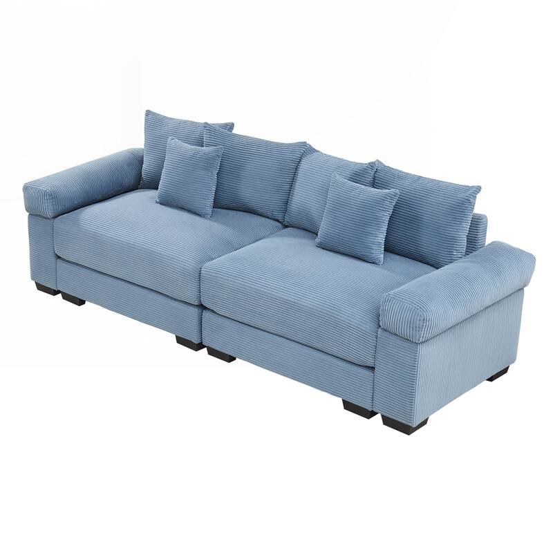 Oversized Cloud Modular Sectional Couch,Corduroy Fabric Extra-Wide Armrests Throw Pillows