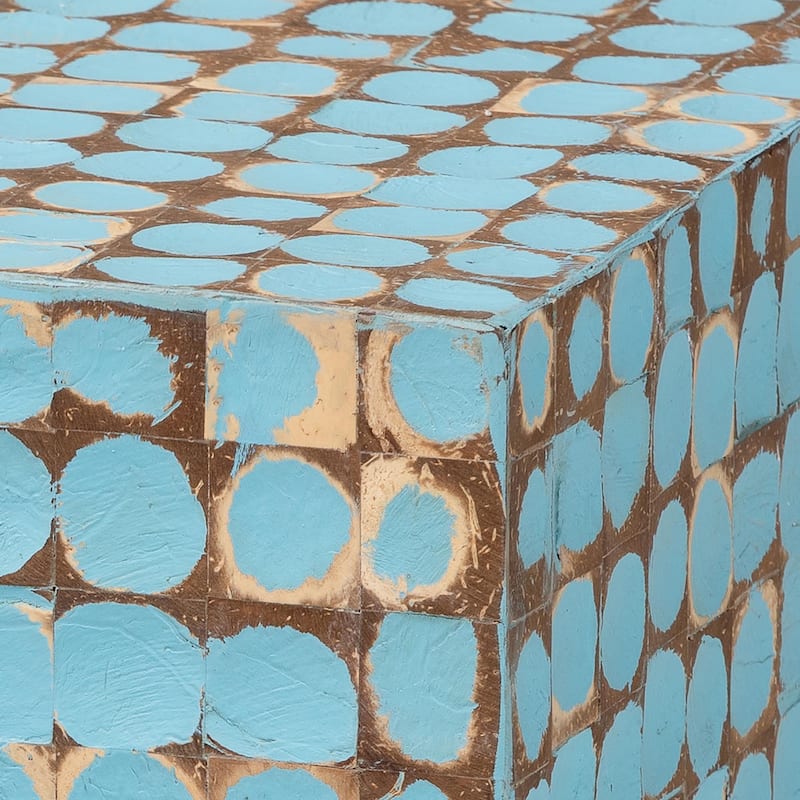 Janella Bohemian Coconut Shell and Acacia Wood End Table