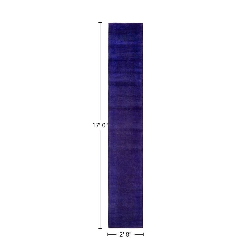 Overton Hand Knotted Wool Vintage Inspired Modern Contemporary Overdyed Purple Runner Rug - 2' 8" x 17' 0"