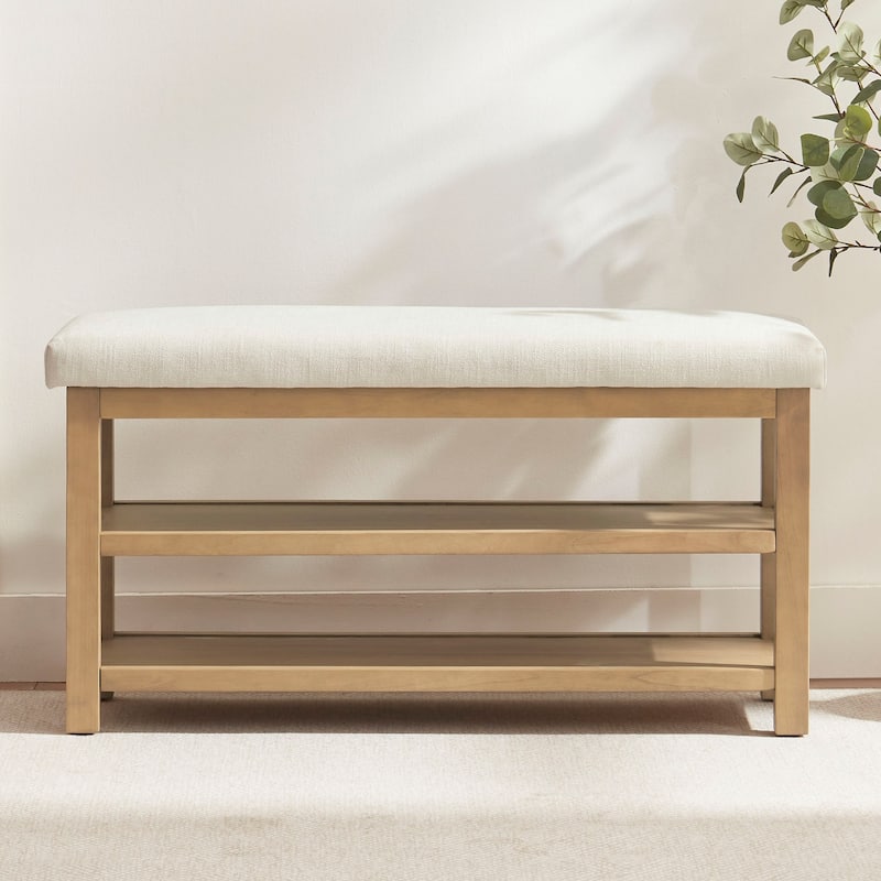 HUIMO Multi-Functional Modern Entryway Double Layer Shoe Bench 39 inch