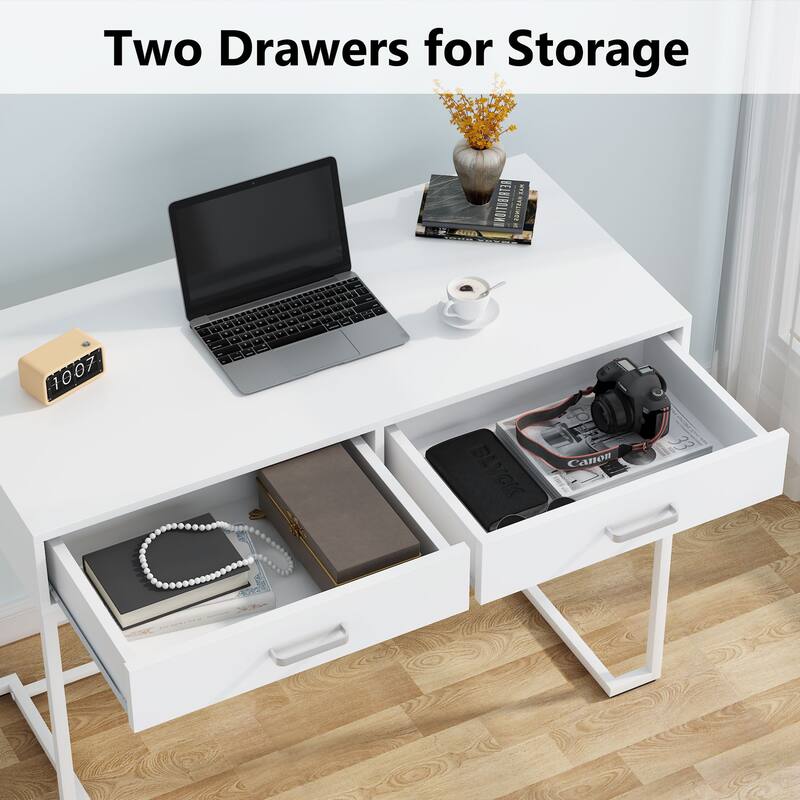 Computer Writing Study Desk with 2 Drawers