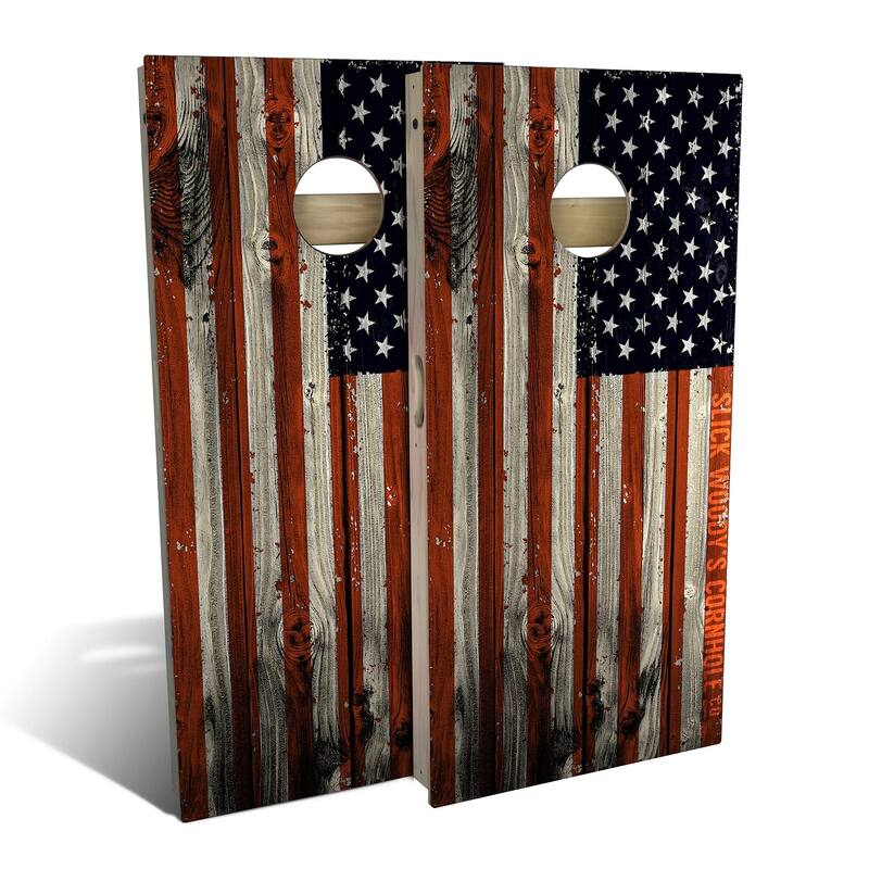 American Flag Distressed Outdoor Cornhole Board Set - All-Weather 2x4 - NO Accessories