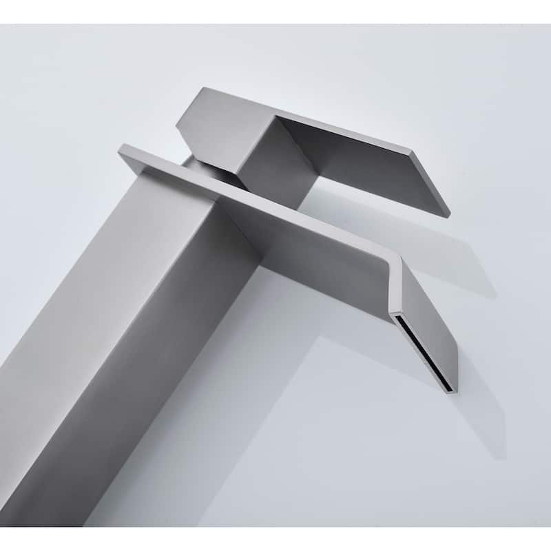 Waterfall Bathroom Sink Single Handle Faucet with Pop Up Drain, No Overflow, Corrosion and Rust Resistant