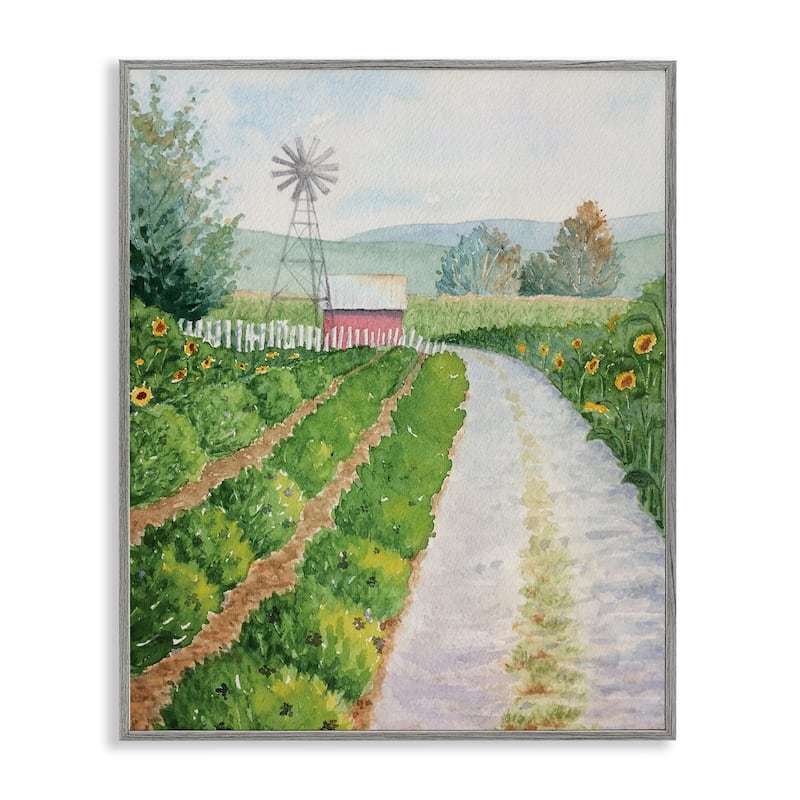 Stupell Tranquil Farm Path Framed Giclee Art Design By Stephanie Fielden - 24 x 30 - Grey