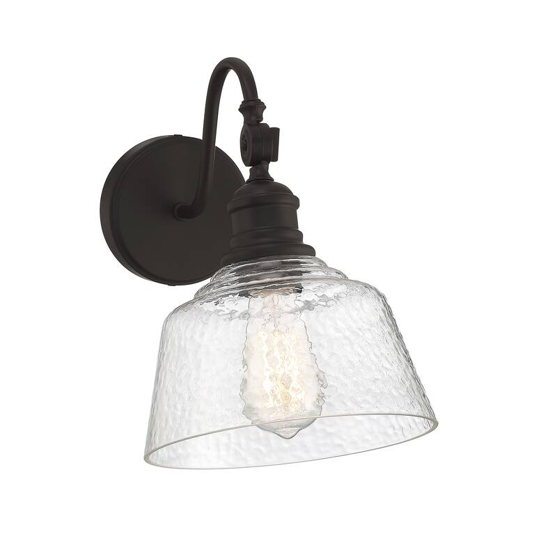 Bellevue SH90092 12" Tall Wall Sconce with Hammered Glass Shade - Oil Rubbed Bronze