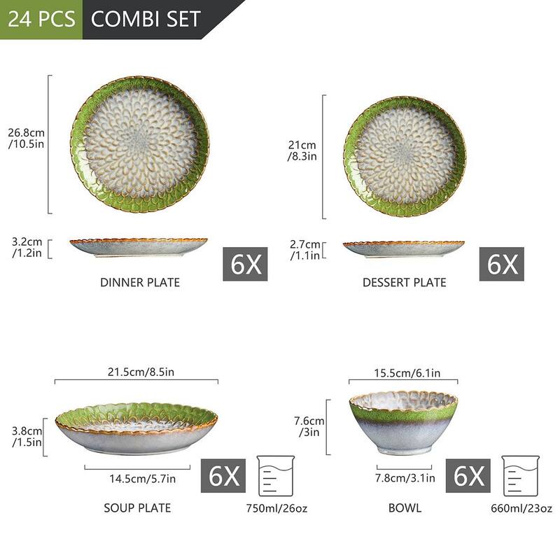 vancasso Chrys Flambed Glaze Stoneware Dinnerware Set