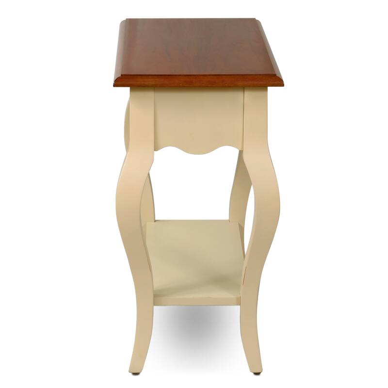 Brown Cherry/ Slate Solid Wood Side Table