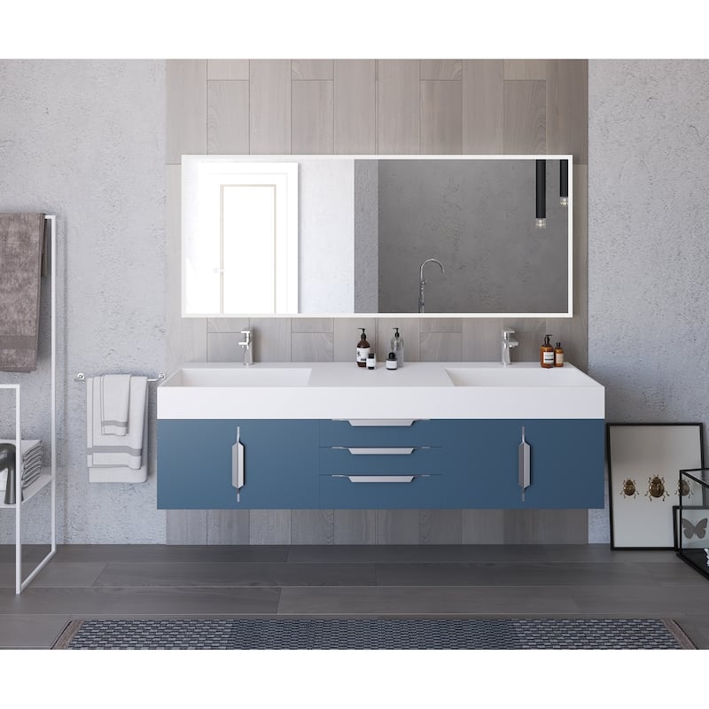 Amazon 72" Wall Mounted Bathroom Vanity Set w/ White Top