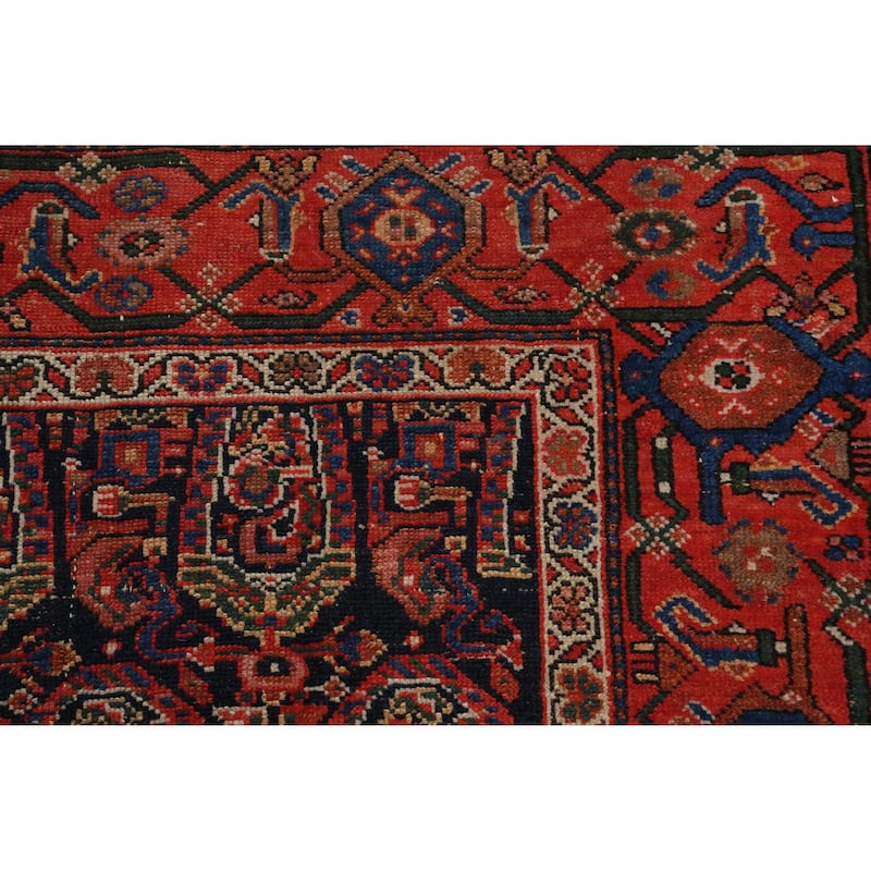 Hand Knotted Oriental 100% Wool Carpet Traditional All-Over Navy Blue & Blues Senneh Area Rug - 6' 7'' X 4' 7''