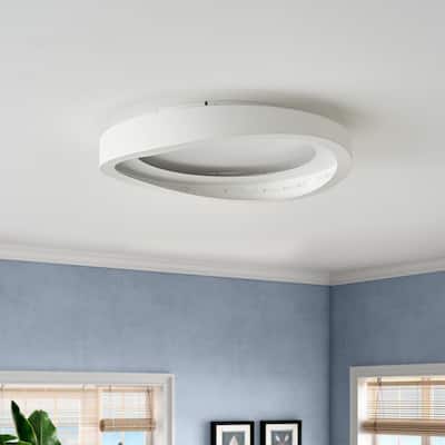 1-Light Dimmable White Finish LED Flush Mount Lighting - 19.7"D×19.7"W×3.1"H