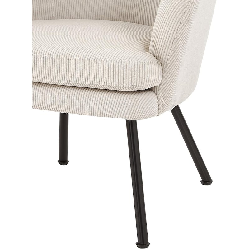 US Pride Furniture Modern Corduroy Accent Chair with Channel Back Design Black Metal Legs and Soft Upholstery