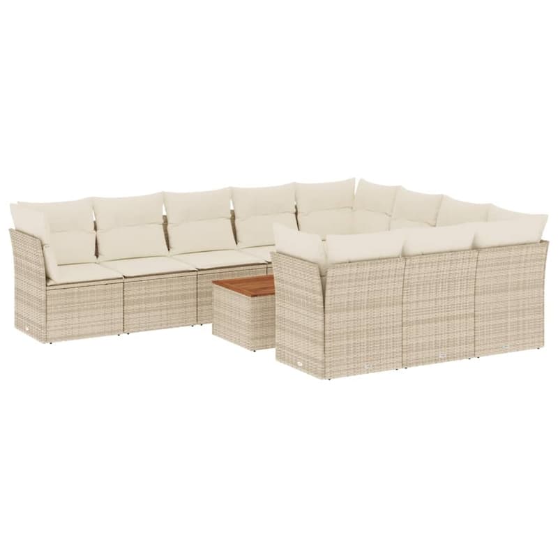 vidaXL Patio Sofa Set with Cushions Outdoor Furniture 11 Piece Poly Rattan - 21.7 x 21.7 x 14.6