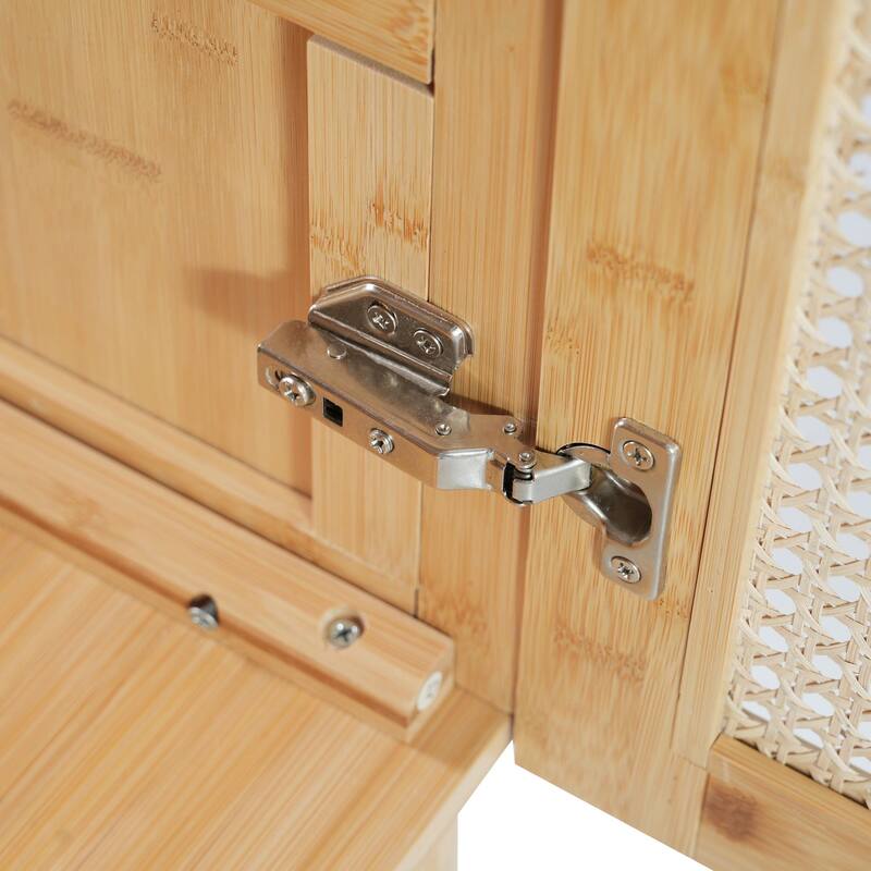 30" Bathroom Vanity with Handmade Rattan Doors - Natural Materials & Soft-Close Mechanisms
