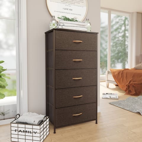 Pellebant Fabric Vertical Dresser Storage Tower with 5 Drawers