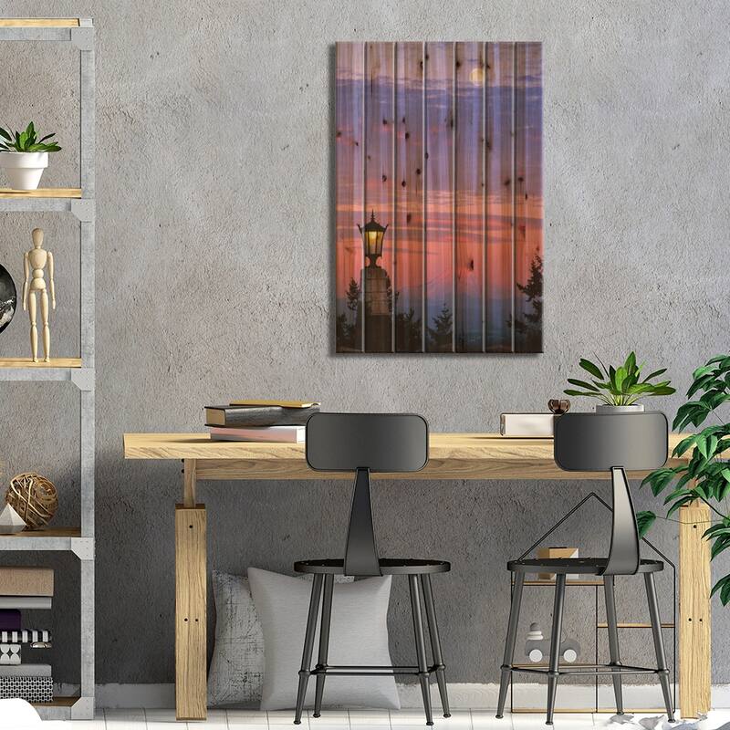 USA, Oregon, Portland. Mt. Hood with moonrise at sunset II Print On Wood by Jaynes Gallery - Multi-Color