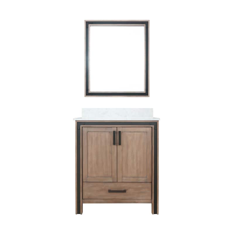 Ziva 30 in W x 22 in D White Bath Vanity, White Quartz Top and 28 in Mirror