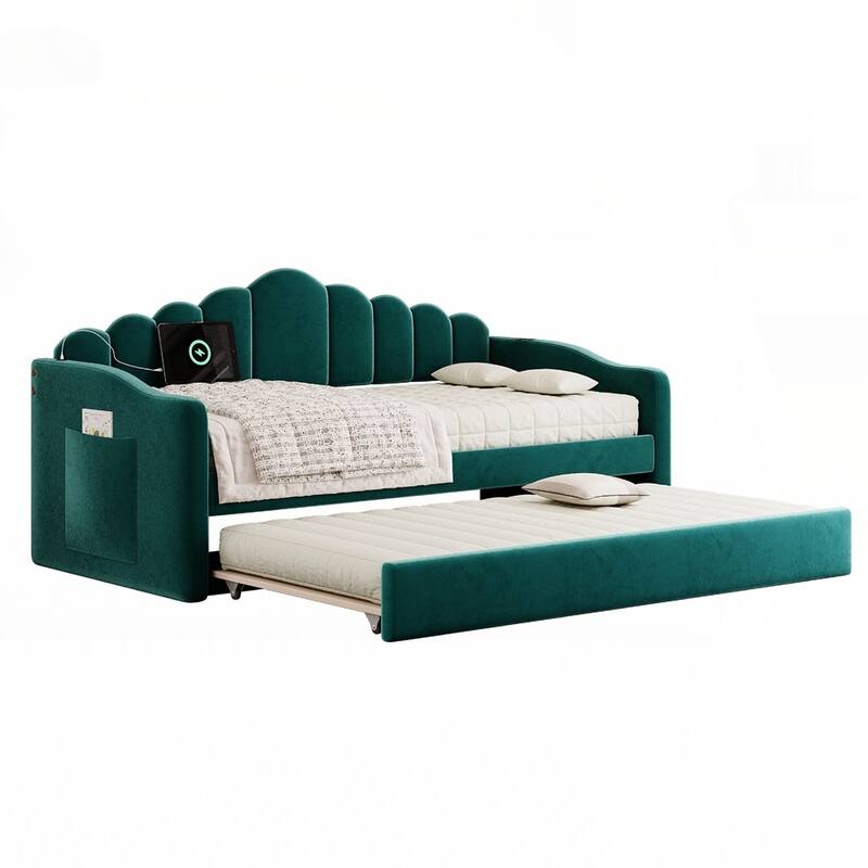 Velvet Sofabed with USB Charging Ports