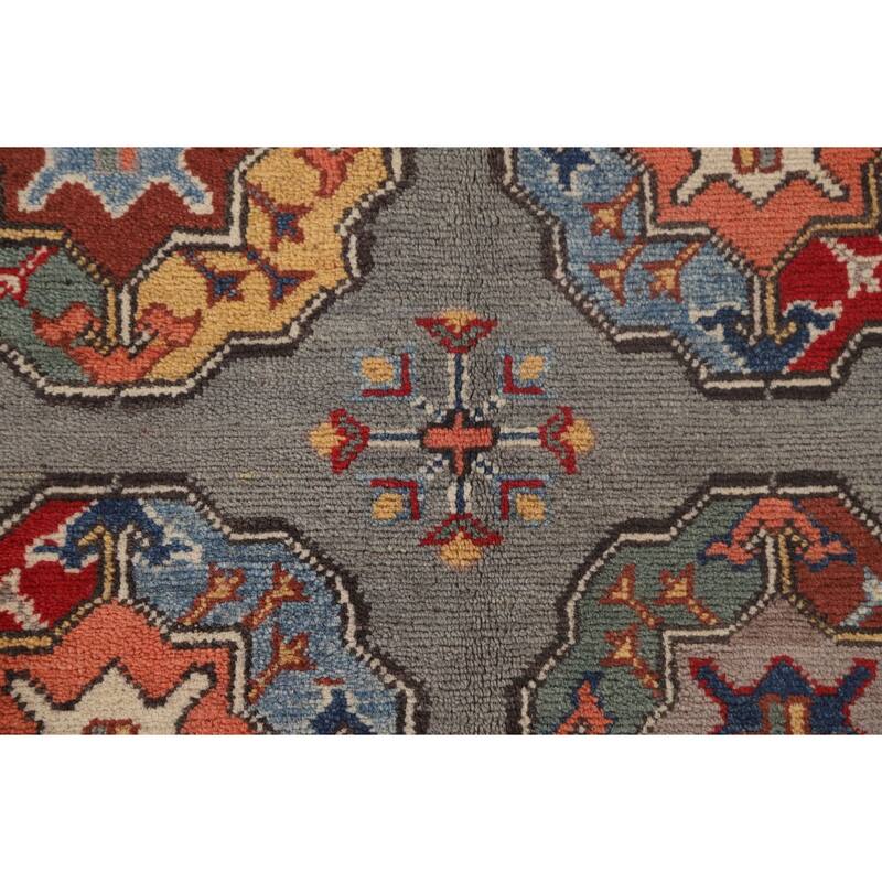 All-Over Geometric Kazak Oriental Area Rug Handmade Wool Carpet - 6'4"x 9'9"