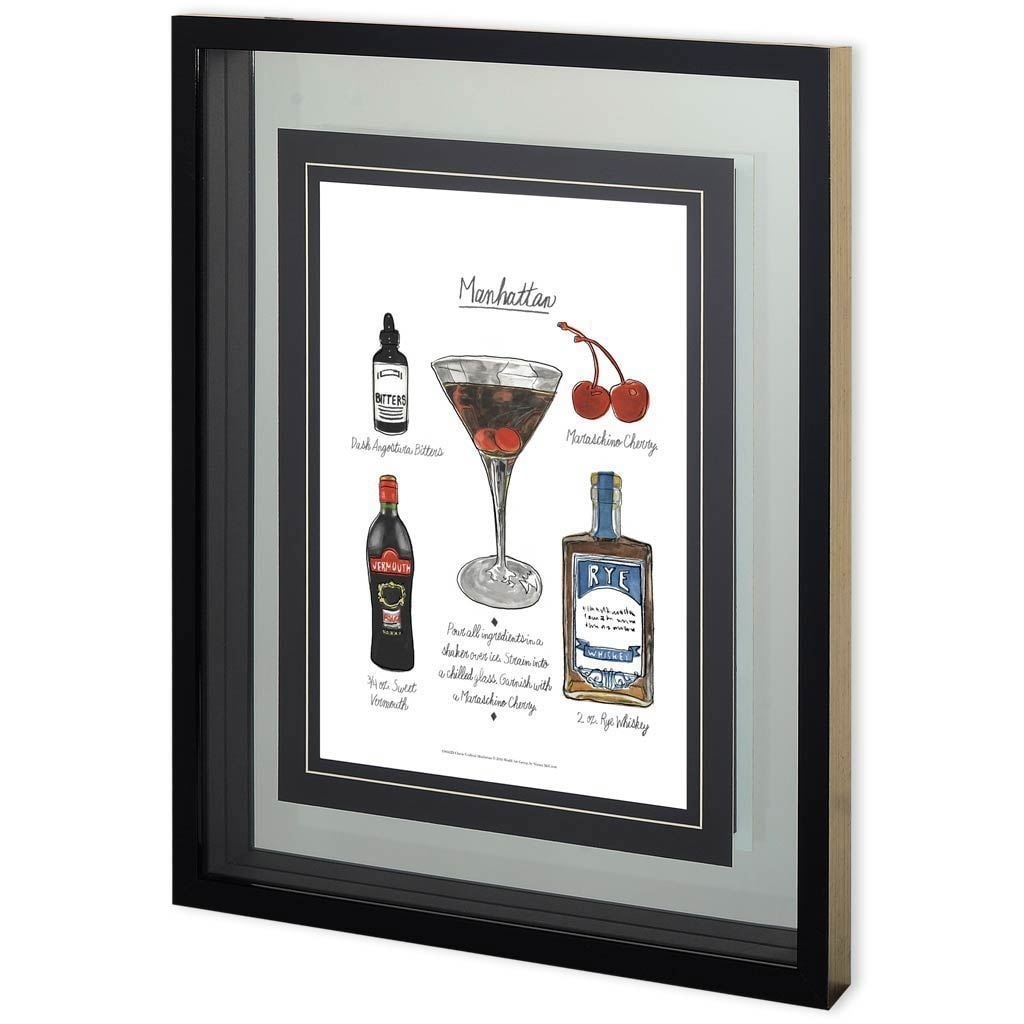 Mercana Classic Cocktail - Manhattan by Mercana Studio a Framed Art Print Matted under Glass