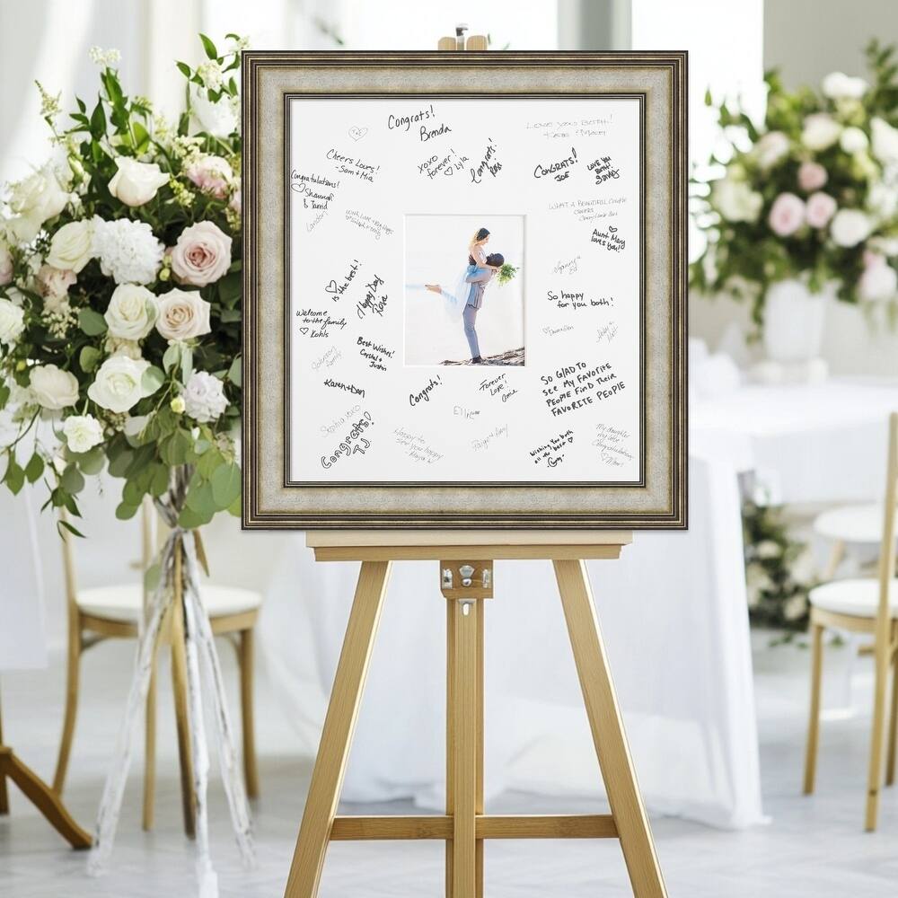 Mezzanine Signature Mat Picture Frame - Autograph Photo Frame Guest Book Alternative for Weddings, Graduations, or Retirement
