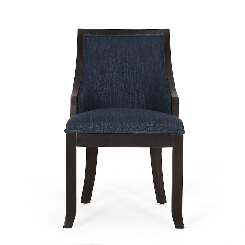 Set of 2 Fabric Upholstered Dining Chairs with Wood Legs