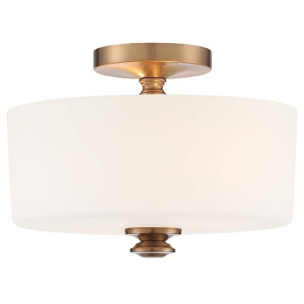 slide 2 of 4, Travis 2 Light Vibrant Gold Ceiling Mount - 12.5'' W x 9.25'' H 12.5'' W x 9.25'' H