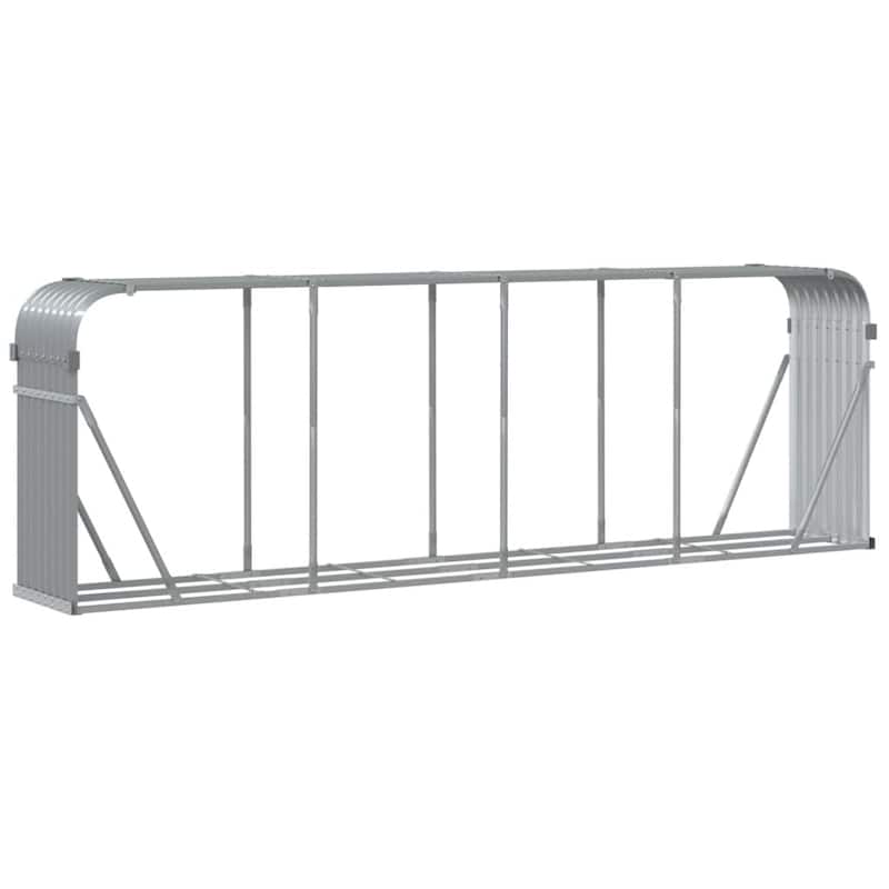vidaXL Log Holder Outdoor Indoor Storage Firewood Rack Stand Galvanized Steel