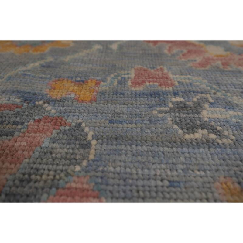 All-Over Blue Oushak Turkish Rug Handmade Wool Carpet - 4'11"x 7'0"