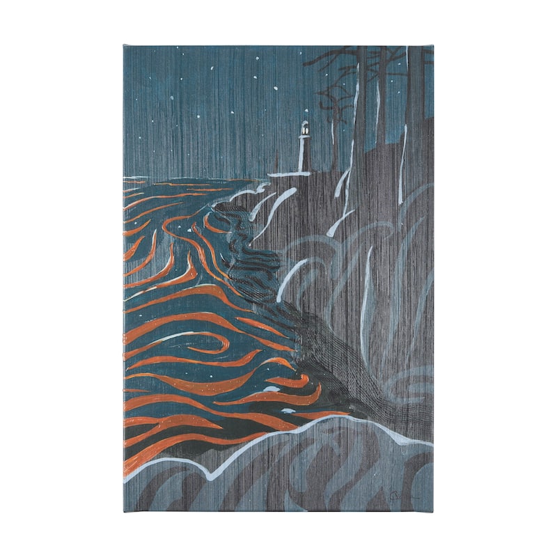 Sea Bay At Night III (30 x 45 ) Canvas Art Print - Large