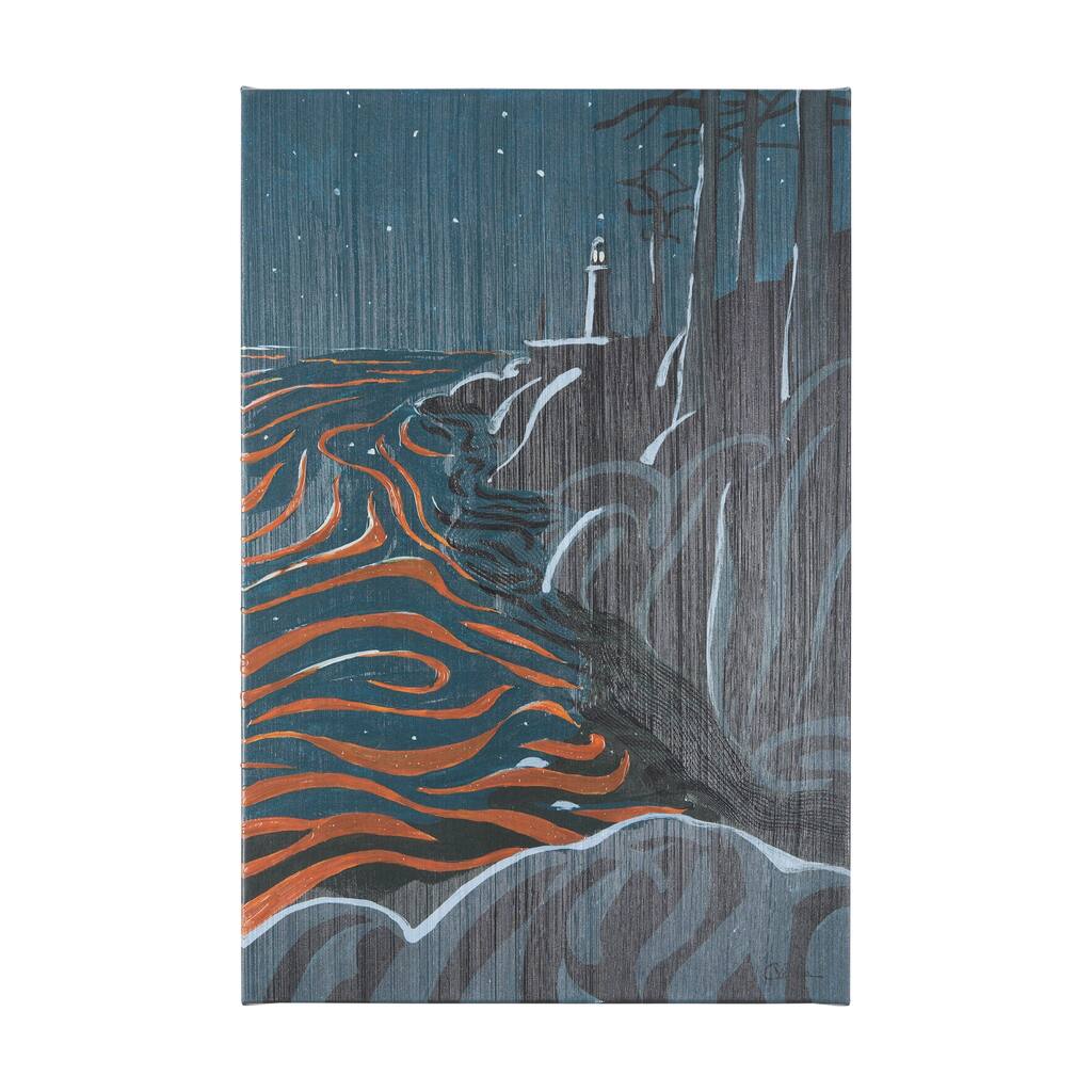 Sea Bay At Night III (30 x 45 ) Canvas Art Print