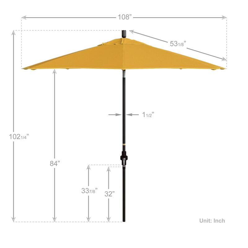 California Umbrella 9' Rd. Aluminum Patio Umbrella, Deluxe Crank Lift with Collar Tilt, Bronze Frame Finish, Pacifica Fabric