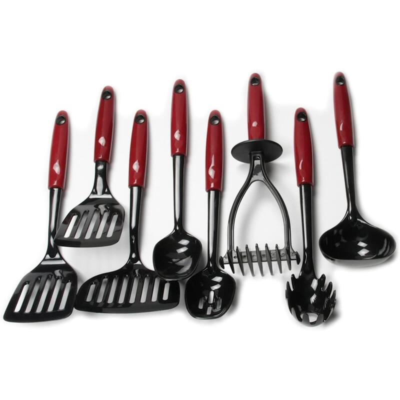 Chef Craft 8 Piece Select Nylon Kitchen Utensil Tool Set - Red