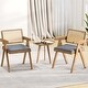preview thumbnail 4 of 10, Costway Set of 2/4 Rattan Accent Chairs Fabric Dining Chairs Modern