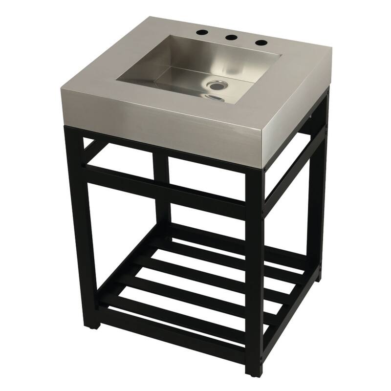 Kingston Brass Kingston Commercial 25" Wide Console Sink Set - Brushed / Matte Black