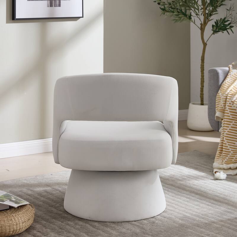 Swivel Barrel Chair, Velvet Accent Armchair 360 Degree Swivel Club Chair for Living Room Bedroom Reception Room