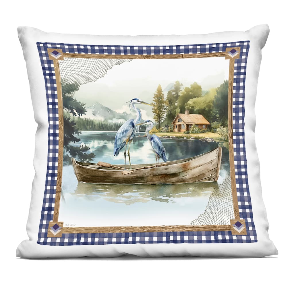 Stupell Herons on Boat with Tartan Decorative Printed Throw Pillow Design by Nicole DeCamp