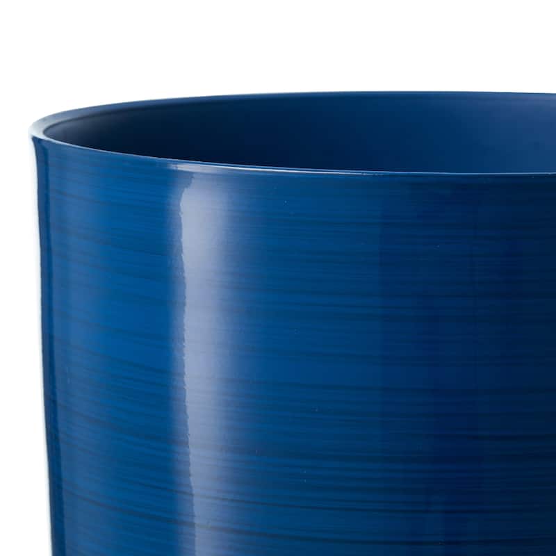 Glitzhome 16.75"H Set of 2 Cobalt Blue Faux Ceramic Urn Plastic Planter with Screw in Base
