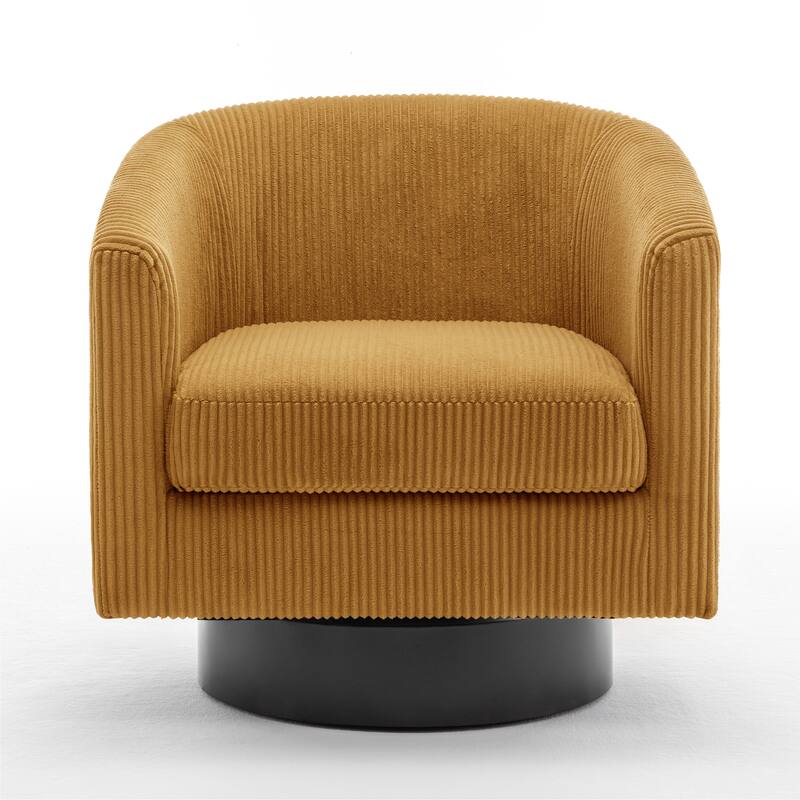 Corduroy Upholstered Swivel Barrel Chair (Set of 2)