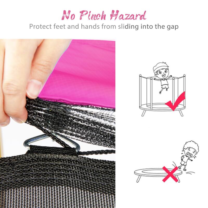 Purple Toddler Trampoline - Safety Enclosure Net, Indoor Outdoor Use - Pink - 65