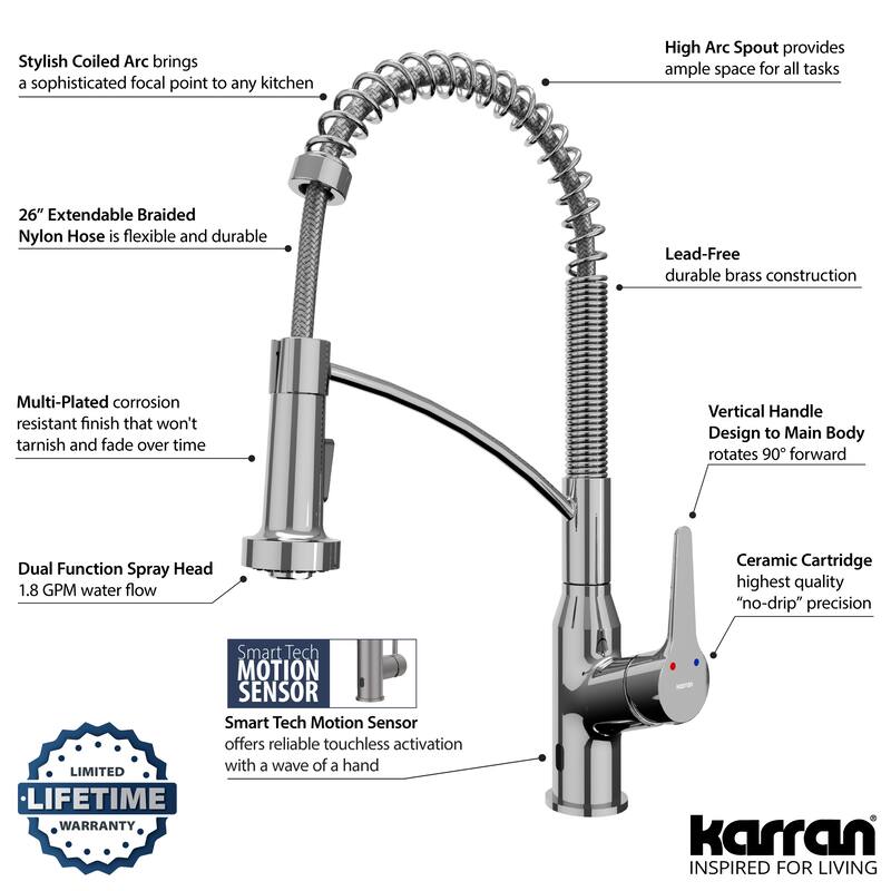 Karran Scottsdale Touchless Single-Handle Pull-Down Sprayer Kitchen Faucet