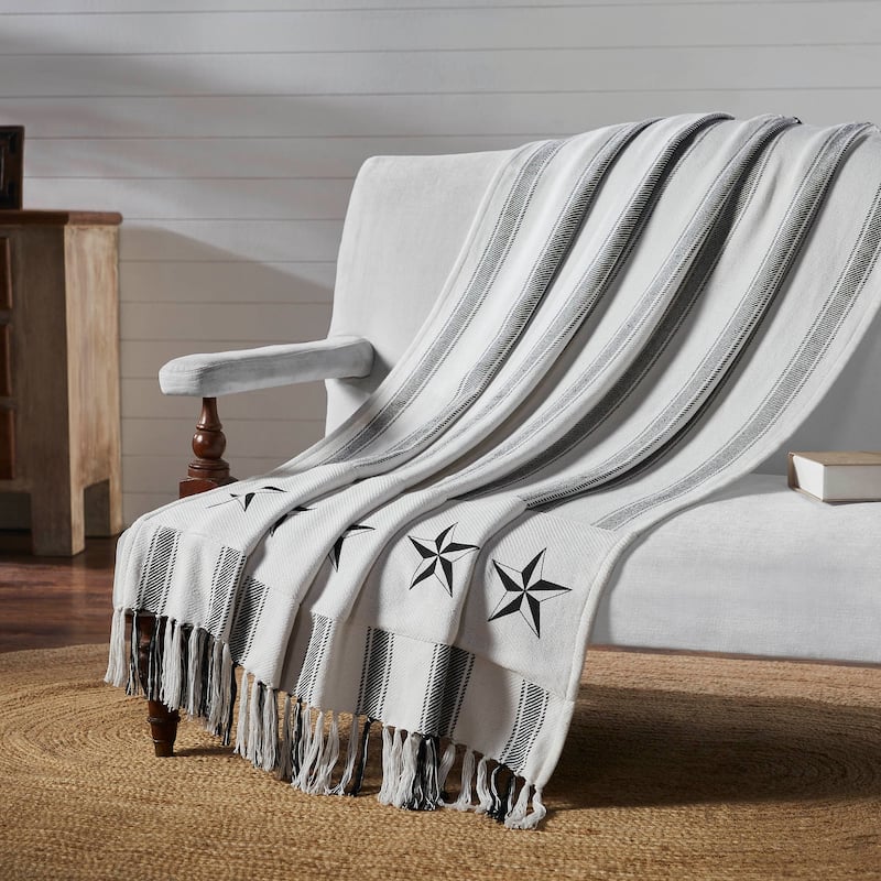 Sawyer Mill Black Ticking Stripe Woven Throw 50x60 - 50x60 - Black