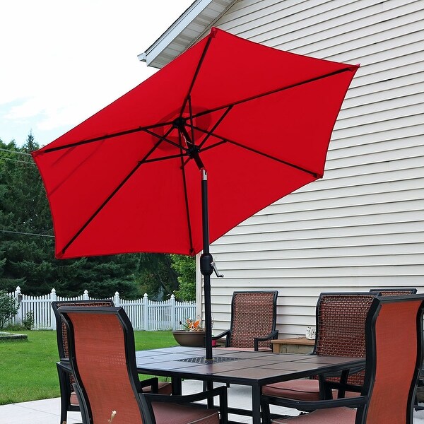 Sunnydaze Gold Aluminum 9 Foot Patio Deck Market Umbrella With Tilt And Crank