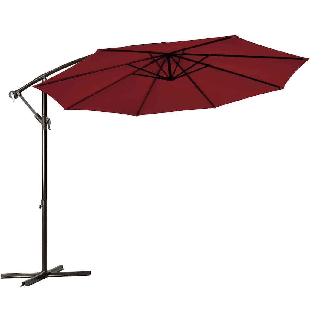 10 Ft Patio Offset Hanging Umbrella with Easy Tilt Adjustment