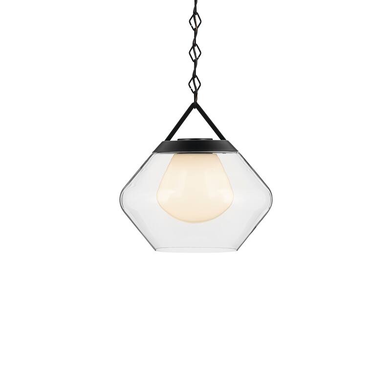 Kichler Lighting Nella 16 Inch 1 Light Pendant with Clear Outer Glass with Opal Interior Glass in Black - 12